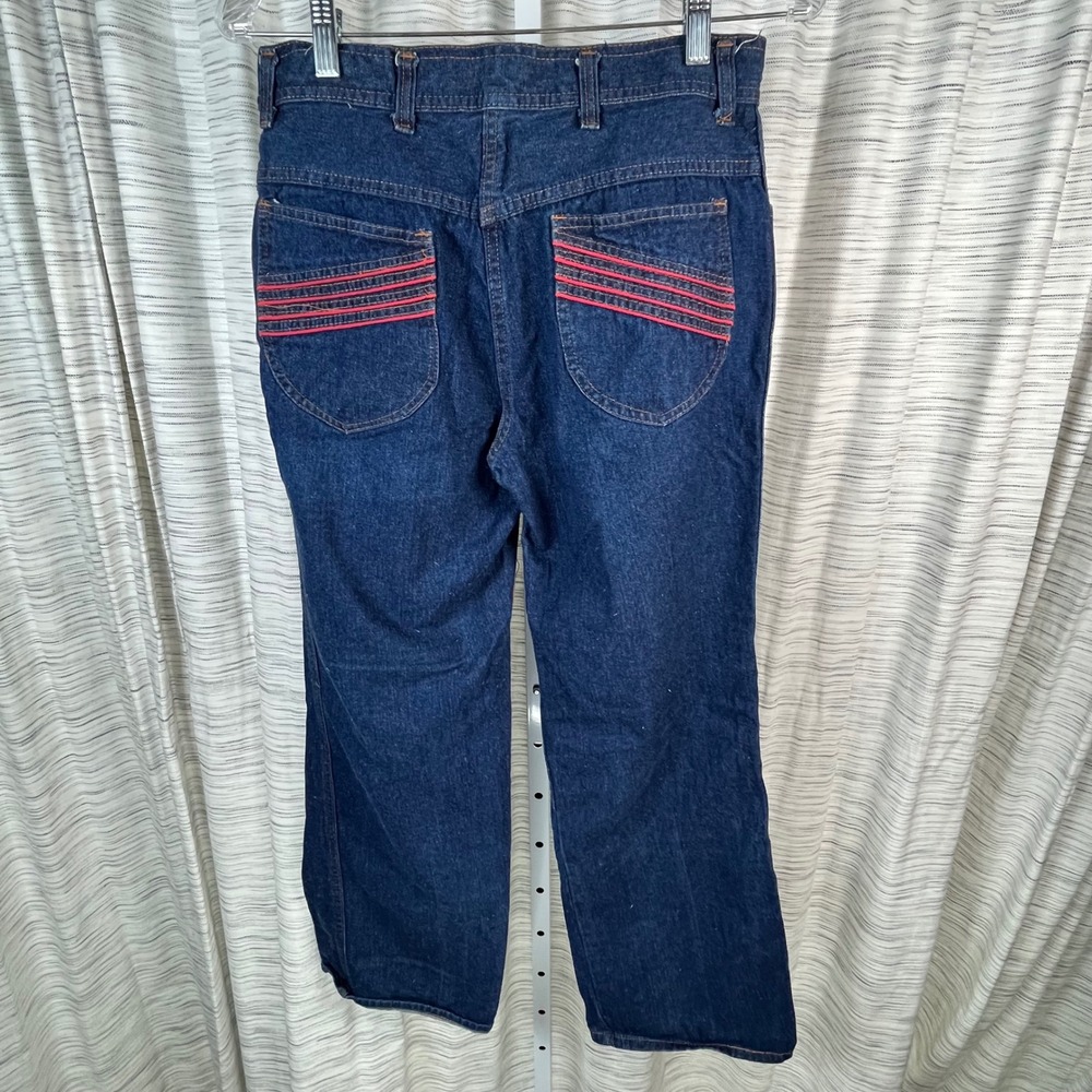 Vintage Diamond Double U Jeans Dark Wash Red Contrast Stitch Denim 30x31 - Picture 3 of 9